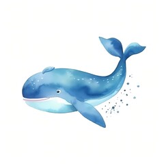 Whale clipart. Digital Watercolor Clipart. Detailed illustration