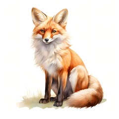 Obraz premium Whimsical Fox clipart. Creative Generative Watercolor illustration. Detailed illustration