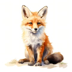 Whimsical Fox clipart. Watercolor illustration. Watercolor-Style Digital Design illustration