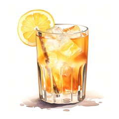 Whiskey Sour Cocktail clipart. Digital Watercolor Clipart. Detailed illustration