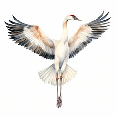 Obraz premium Whooping Crane clipart. Watercolor illustration. Hand-Painted Digital Artwork