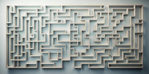 Intricate White Maze Design on a Light Blue Background A Complex Puzzle of Pathways and Intersections