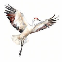 Fototapeta premium Whooping Crane clipart. Creative Generative Watercolor illustration. Detailed illustration