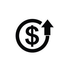 Cost symbol increase icon. Vector symbol image isolated on background.