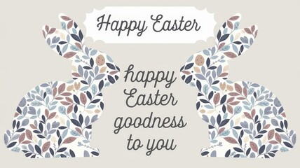 Peeking Floral Bunnies Happy Easter