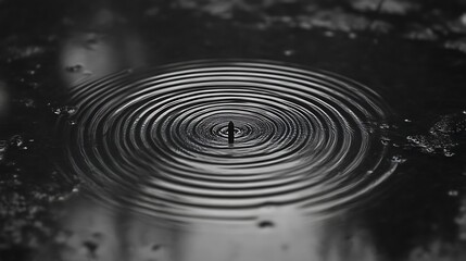 Ripples Expanding From A Central Point In Dark Water