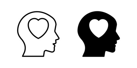 Head heart Icon set.Symbol isolated white background. vector illustration. color editable.