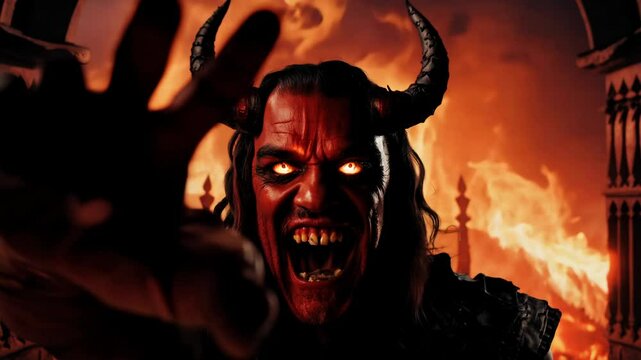 4k video of a devil in Hell.