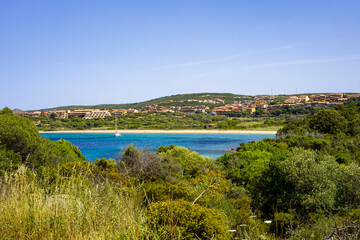 Fototapeta premium La Sciumara beach in emerald coast in Sardinia, Italy