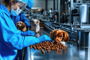 Dog food production: inspecting quality in pet food manufacturing facility