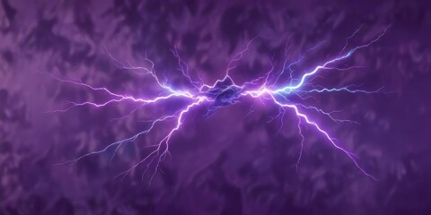 Fototapeta premium Blue lightning bolt on purple background with a pulsing glow, electricity, light bolt