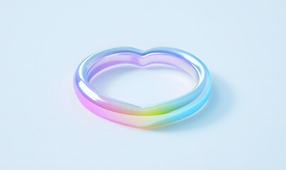 Naklejka premium Rainbow heart ring studio shot, pastel background, jewelry advertising
