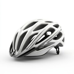 Fototapeta premium White and gray cycling helmet isolated on white background. (1)