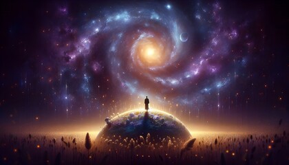 Obraz premium Cosmic Spiral Galaxy Night Sky Universe Stars