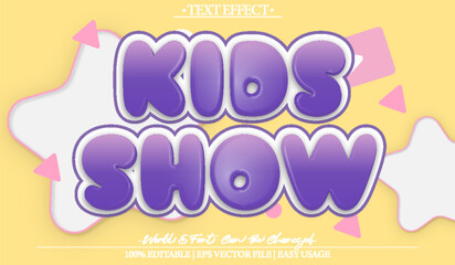 Kids Show Vector Text Effect Editable Alphabet Joy Child Colorful Cute
