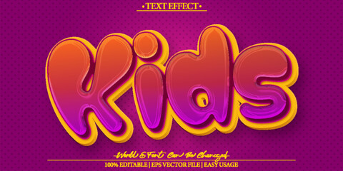 Kids Vector Text Effect Editable Alphabet Joy Child Colorful Cute