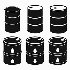 oil barrel silhouette icon set design