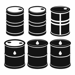 oil barrel silhouette icon set design