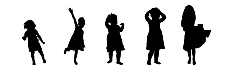 Little child vector Black and White set.