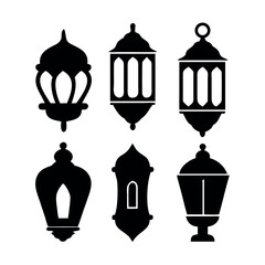 Fototapeta premium Islamic Lanterns Collection for Ramadan and Eid Design, Lanterns Silhouette Illustration