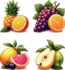 set of fruits isolated