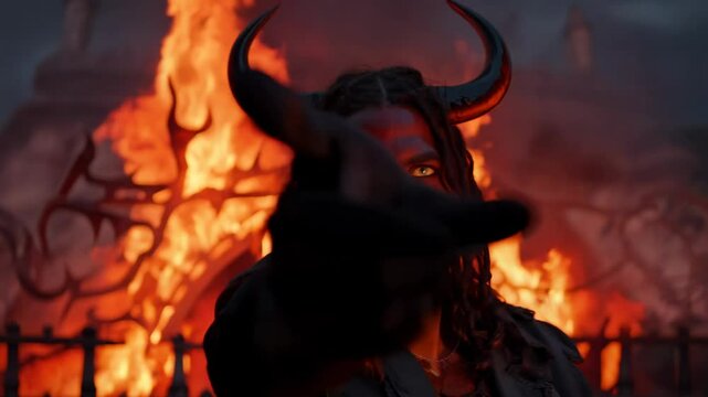 4k video of a devil in Hell.