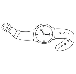 Cute cartoon hand drawn vector Wristwatch coloring page.