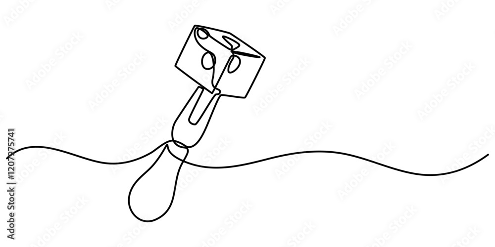 Poster fork cheese fondue icon, cheese fork continuous one line drawing, cheese continuous line art illustr