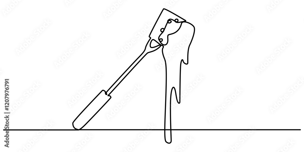 Aufkleber fork cheese fondue icon, cheese fork continuous one line drawing, cheese continuous line art illustr