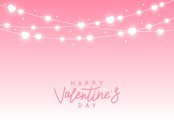 Hearts sparkle horizontal border on pink background for Valentines day and wedding lovely greeting card design