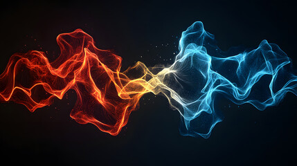 Obraz premium A futuristic depiction of space-time distortion, where glowing energy lines form a web of light and color, symbolizing the bending of time, with no humans or objects visible 