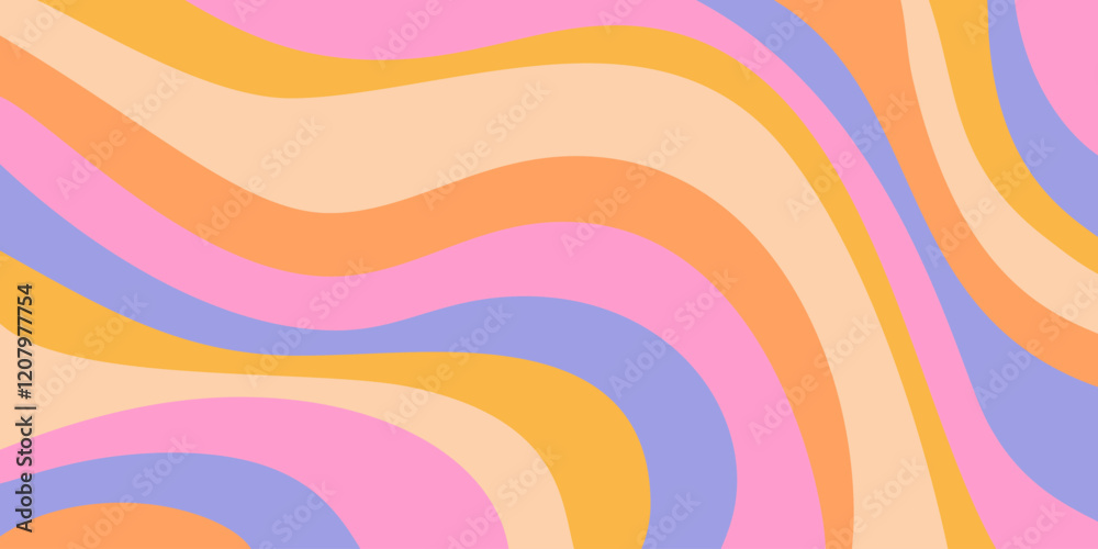 Aufkleber Cool Groovy Psychedelic Texture. Y2k Abstract Geometric Pattern Vector Design Illustration. Retro Cute Trippy Background.