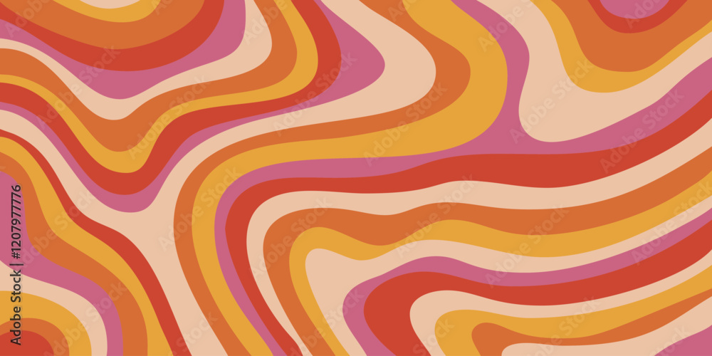Poster Cool Groovy Psychedelic Texture. Y2k Abstract Geometric Pattern Vector Design Illustration. Retro Cute Trippy Background.