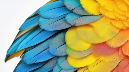 Obraz premium Vibrant Budgerigar Feathers Isolated on White Background