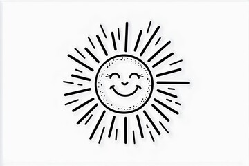 Fototapeta premium A happy sun with rays and a smiling face in the center.