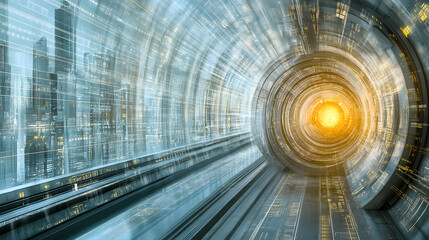 A futuristic depiction of time dilation, with neon particles flowing through space-time as it bends around a massive, glowing object, with no people present to interrupt the cosmic scene 