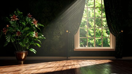Sunlight Streaming Through Window in Elegant Indoor Space