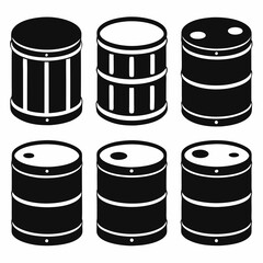 Black and White Oil Barrels Showing Different Perspectives