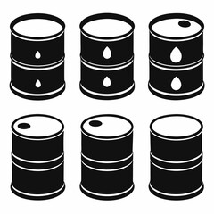 Black and White Oil Barrels Showing Different Perspectives
