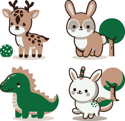 set of cartoon animals