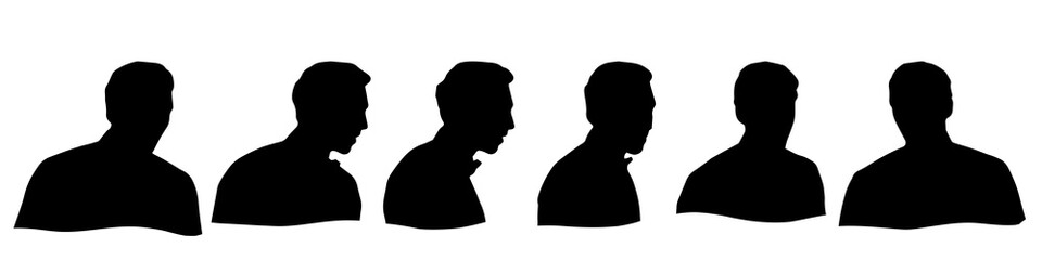 Conceptual human head isolated on white background as abstract avatar as a set or collection banner for social design concept. Human closeup anonymous faces head shot for human character illustration