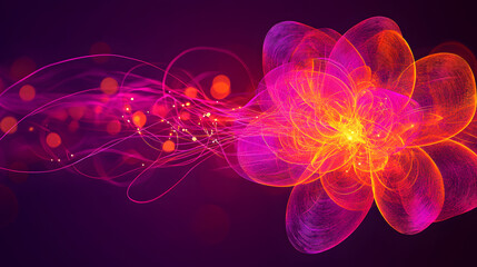 A futuristic interpretation of time and space bending in a dark, cosmic environment, with streaks of glowing light moving in dynamic, fractal-like patterns with no humans visible 