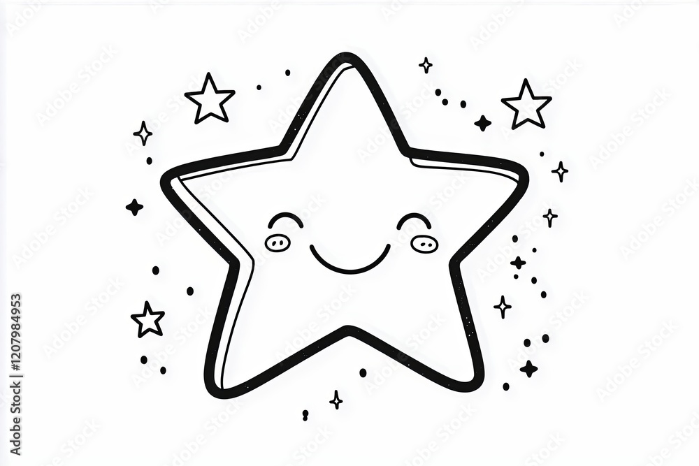 Fototapete Smiling star with simple twinkling lines around it.