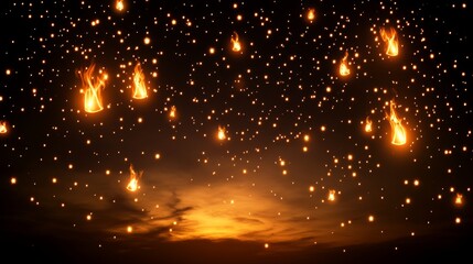 Obraz premium Night Sky Illuminated by Floating Lanterns Festival (2)