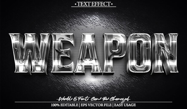 Weapon Vector Text Effect Editable Alphabet Black Gun Riffle Sword