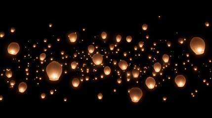 Obraz premium Night Sky Illuminated by Hundreds of Floating Lanterns (12)