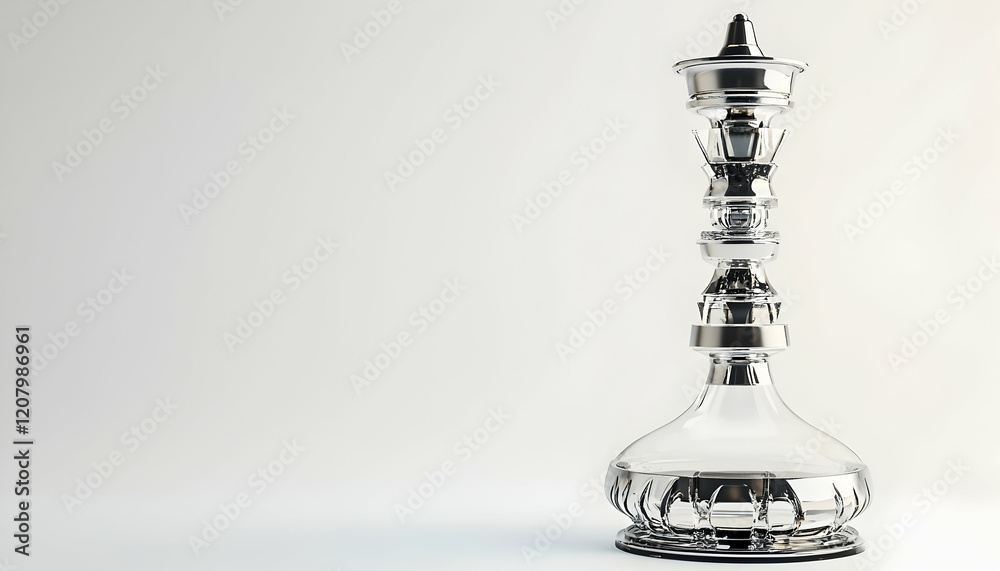 Wall mural Hookah water pipe with a transparent glass base and elegant metal stem isolated on a clean white background.