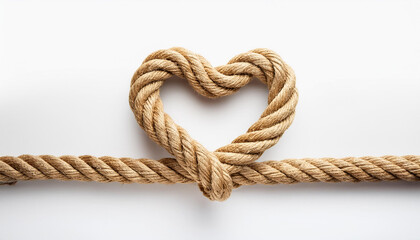 Obraz premium Twisted Rope Forming a Heart Shape on White Background