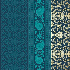 wedding card design, traditional paisley floral pattern , royal India	