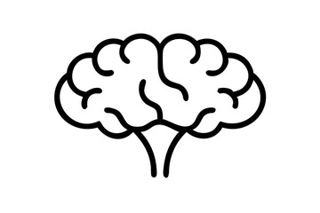 Minimalist Brain Icon Line Art Silhouette on Clean Background